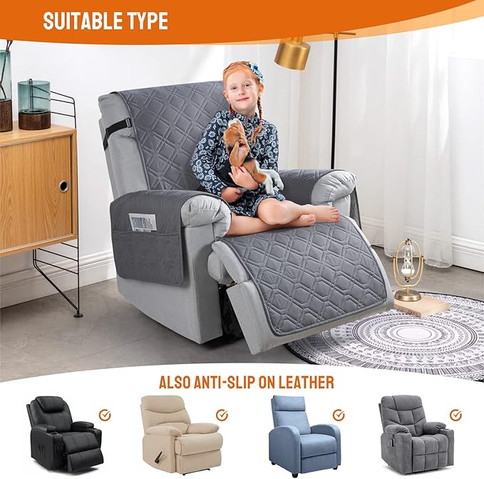 VANSOFY 100% Waterproof Recliner Chair Covers, Recliner Cover Non-Slip Dog