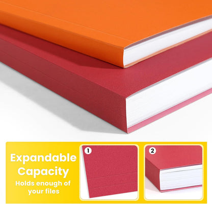 SUNEE File Folders Letter Size 10 Assorted Colors, 100 Pack Folders for Documents 1/3-Cut Tabs, Colored File Folders Office Home School for Documents Files Paper