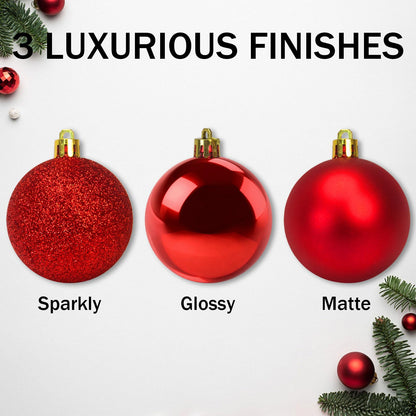 Napzy 24 Count Shatterproof Christmas Ball Ornaments Set, 2.36 Inch Red Christmas Tree Decorations for Xmas Holiday Party Decor, Wreath and Garland Hanging Balls