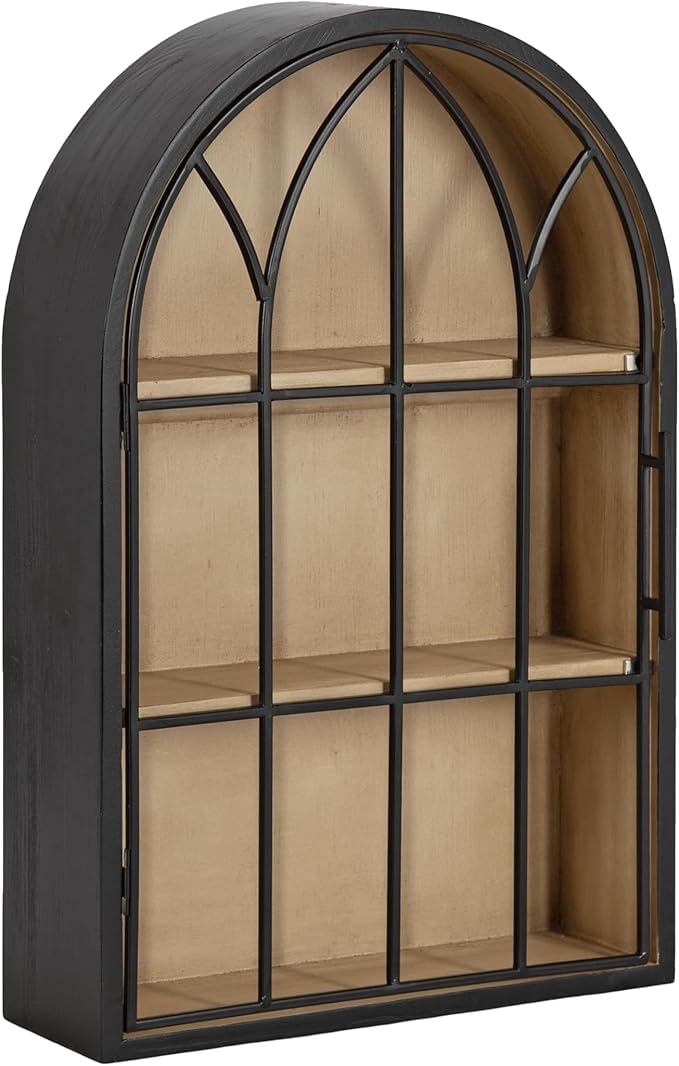 Kate and Laurel Megara Decorative Wooden Hanging Arched Wall Cabinet