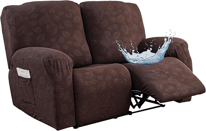 Gennia Recliner Loveseat Cover 4 Pieces, Waterproof Stretch Recliner Sofa