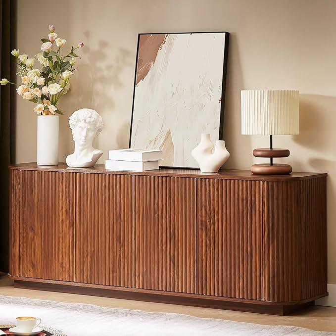 64" Fluted TV Stand for TVs up to 75 inch, Modern Entertainment Center