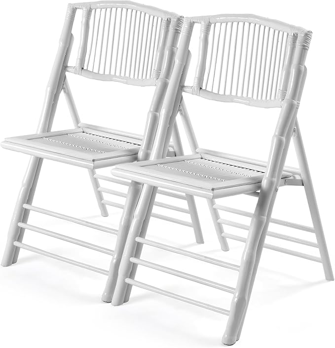 VINGLI Bamboo Folding Chair, Foldable Dining Wood Chairs Comfortable Seat
