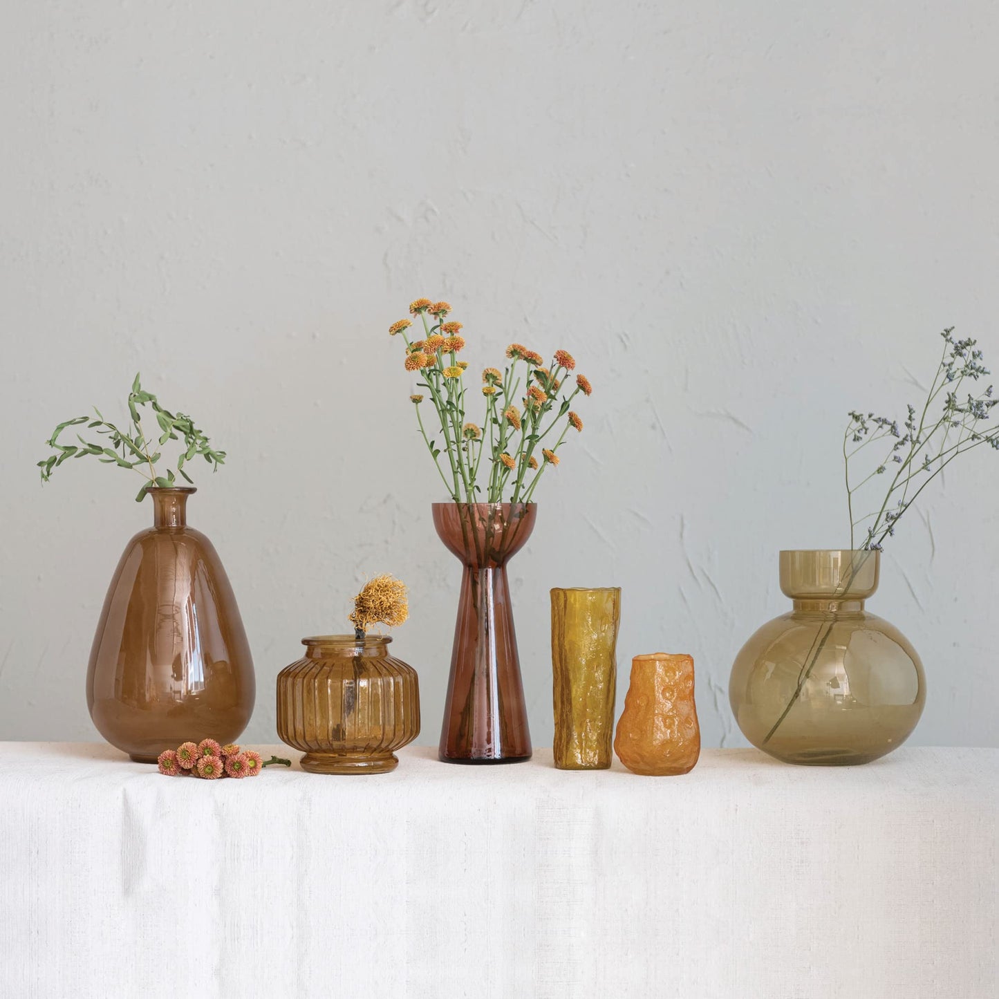 Organically Shaped Glass Vase or Candle Holder, Orange