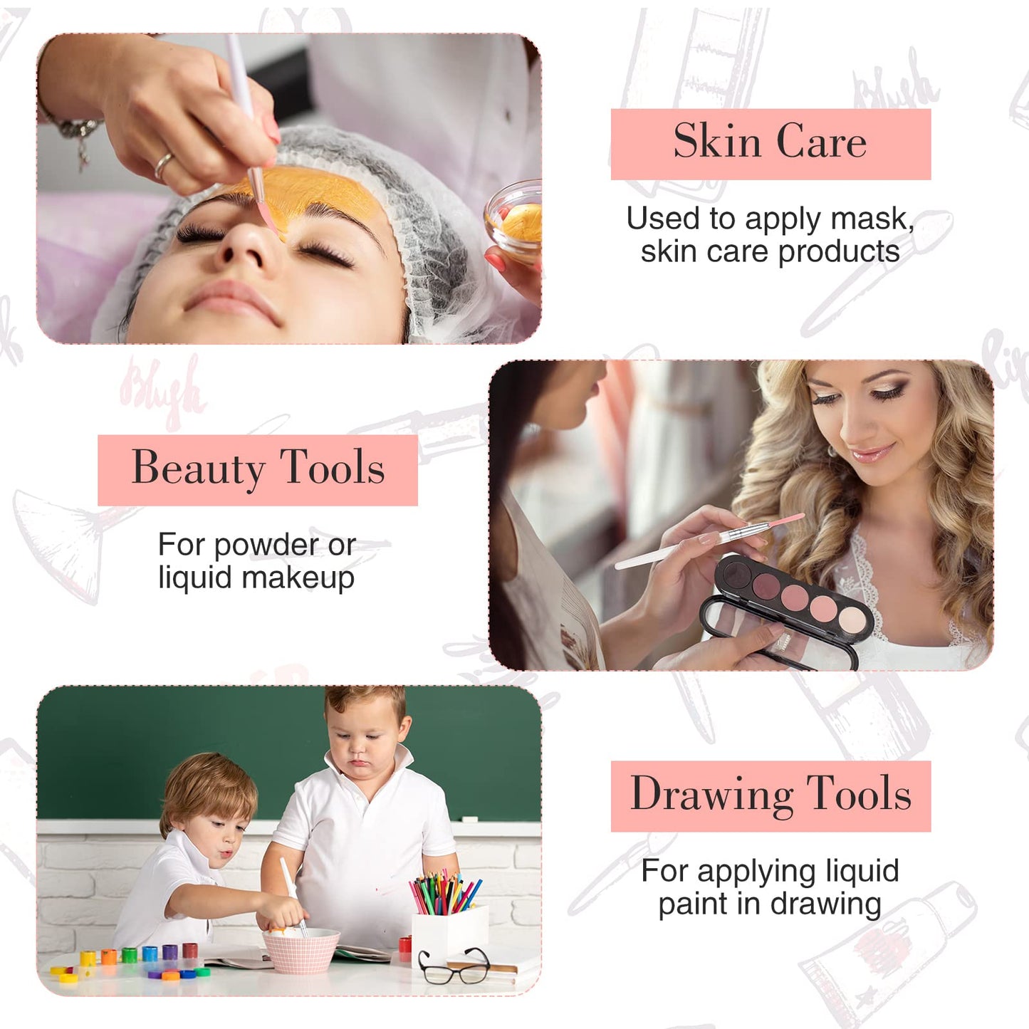 9 Pieces Facial Fan Mask Brushes, Soft Facial Applicator Brushes Tools for Peel Glycolic Makeup for Mud Cream(Champagne)