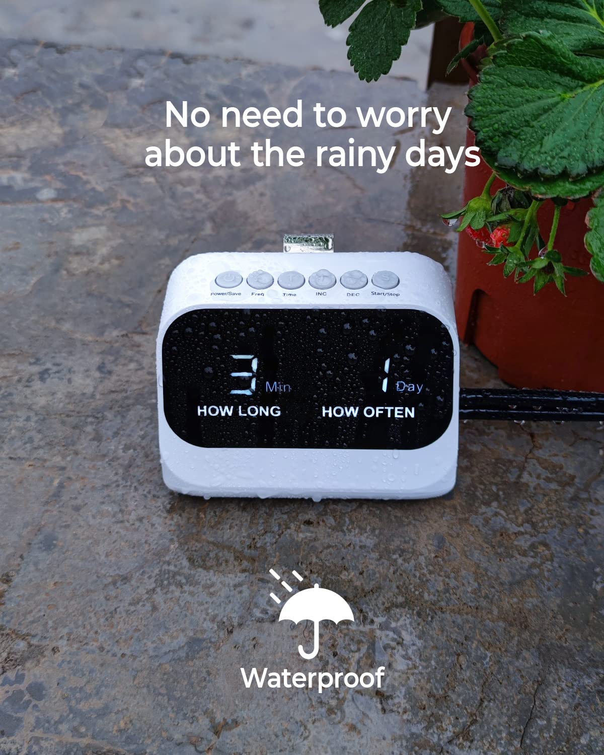 Automatic Watering System for Potted Plants, Plant Waterer, DIY Drip Irrigation Kit with Smart Timer, Waterproof LED Display & Large Capacity Battery, Precise Distribution of Water (White)