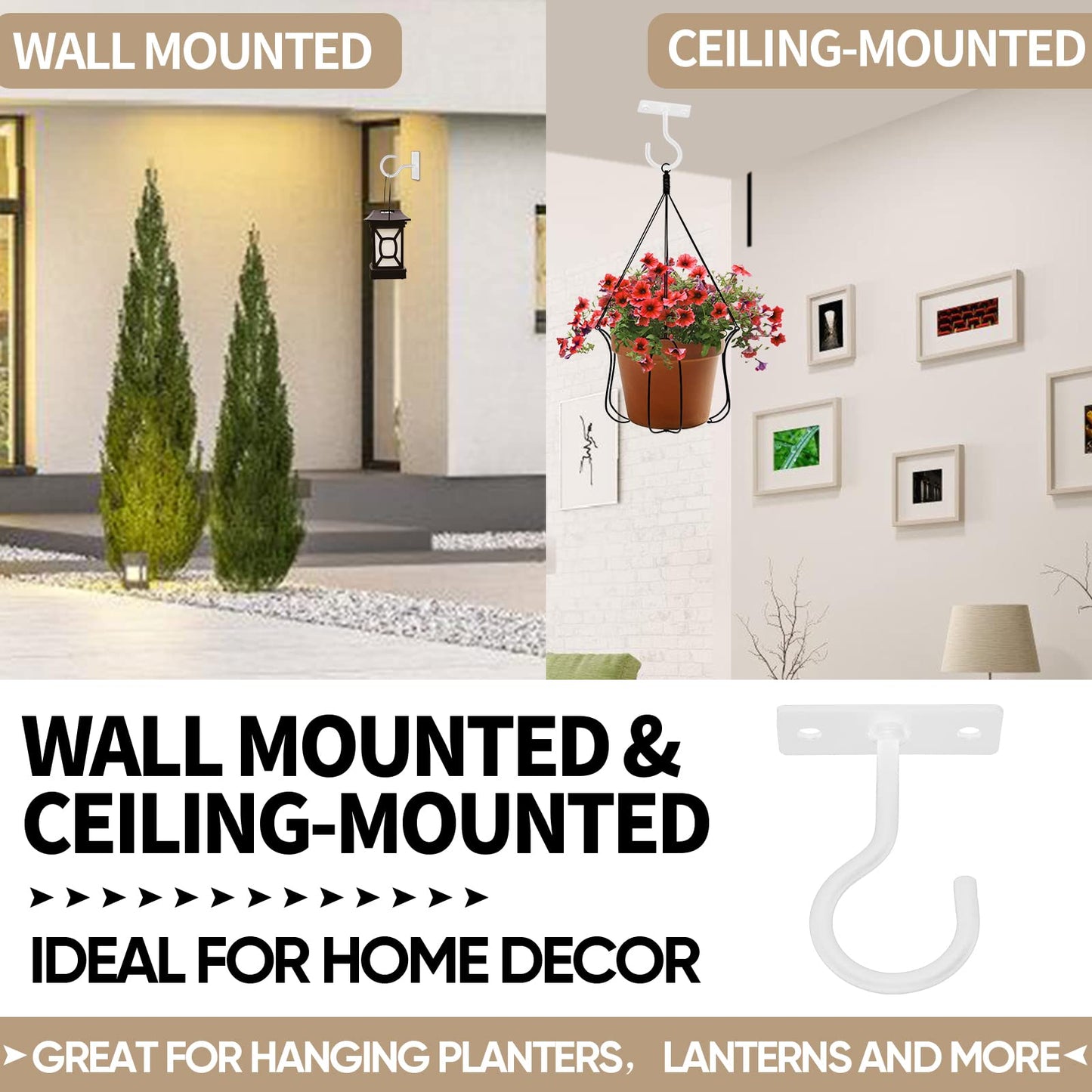 QTJUST Ceiling Hooks for Hanging Plants 20pack 2.5inch White