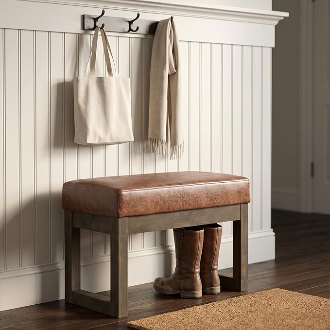 SIMPLIHOME Milltown Small Ottoman Bench