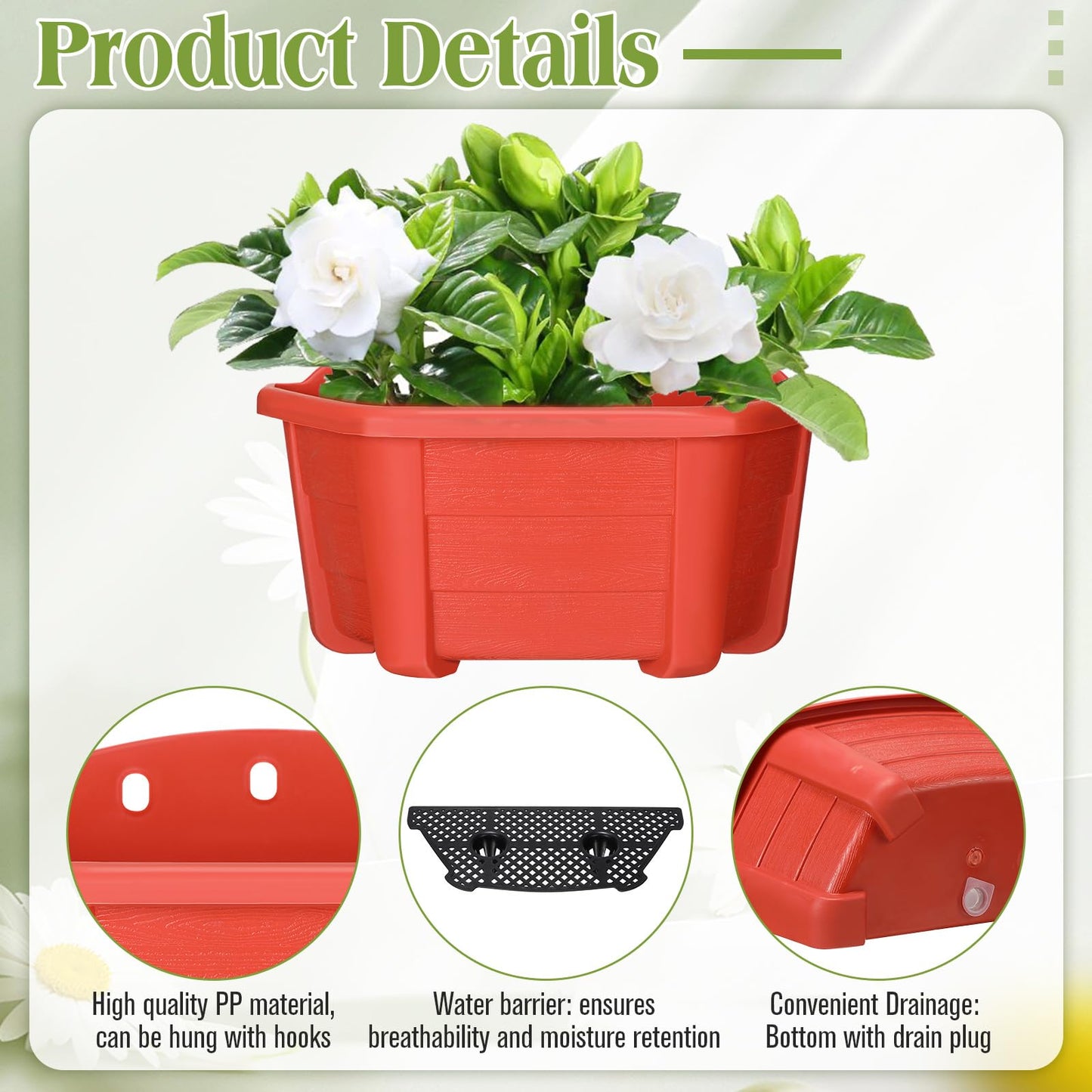 Rtteri 20 Pack Wall Hanging Planters, 9.8 Inch Plastic Flower Pots for Railing Fence, Wall Plant Basket for Balcony Fence Garden Yard Home Indoor Outdoor Decor