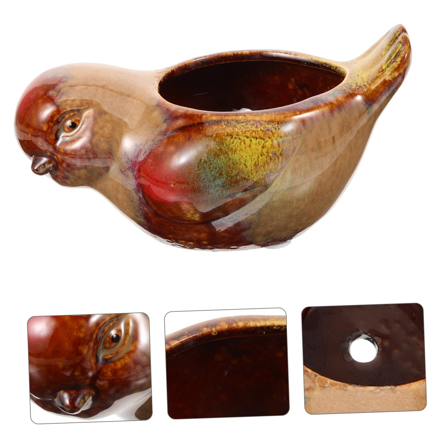 Happyyami Creative Ceramic Succulent Planter Pot with Bird Design Small Indoor Decorative Flower Pot for Succulent Planting and Home Gardening Gift for Garden Lovers