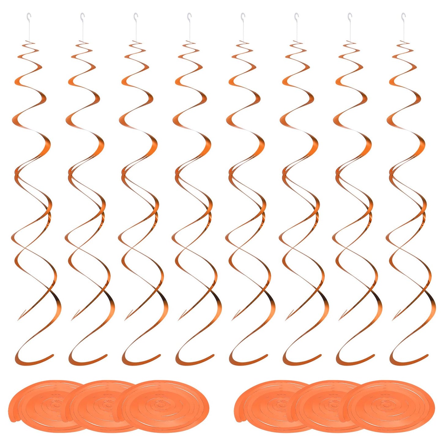 uxcell 42pcs Orange Hanging Swirls Decorations, Plastic Spiral Party Streamers Ceiling Decoration Twin Tails Party Swirls for Birthday Wedding Anniversary Celebration Christmas