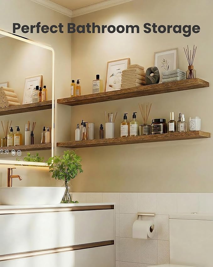 AMADA HOMEFURNISHING 47.2" L Floating Shelves, Wall Shelves Set of 3
