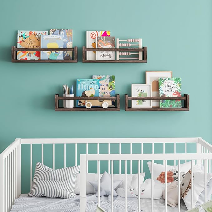 Fixwal Floating Book Shelves for Wall, 16.5 Inch Nursery Book Shelves for Kids