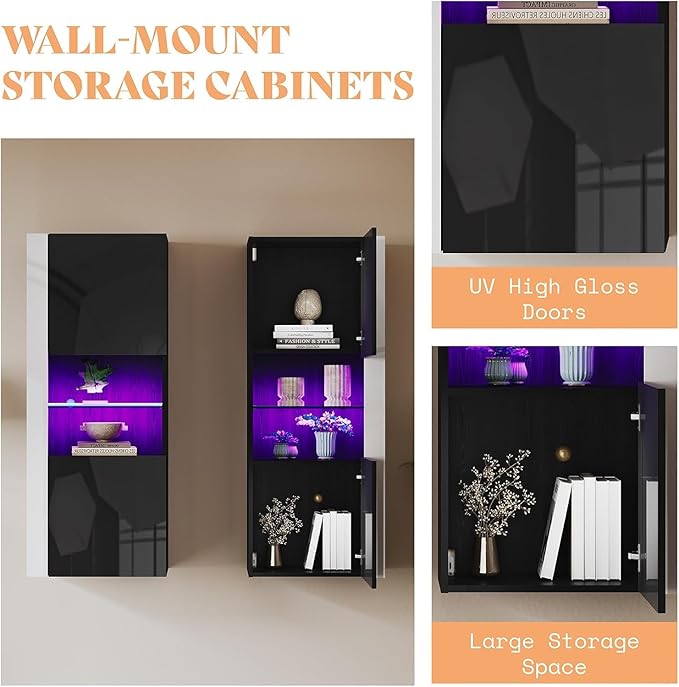 AMERLIFE Modern 3-Piece Wall Unit Entertainment Center Set