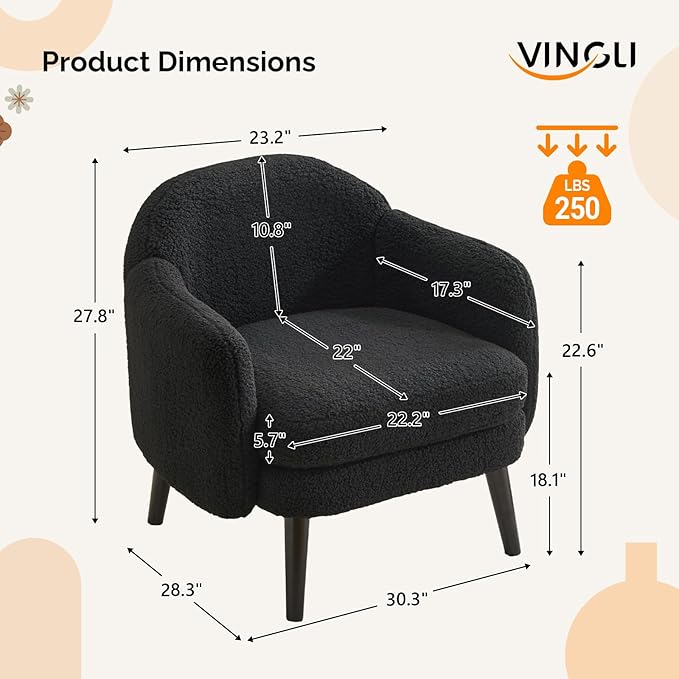 VINGLI 30.3" Wide Modern Barrel Accent Armchair