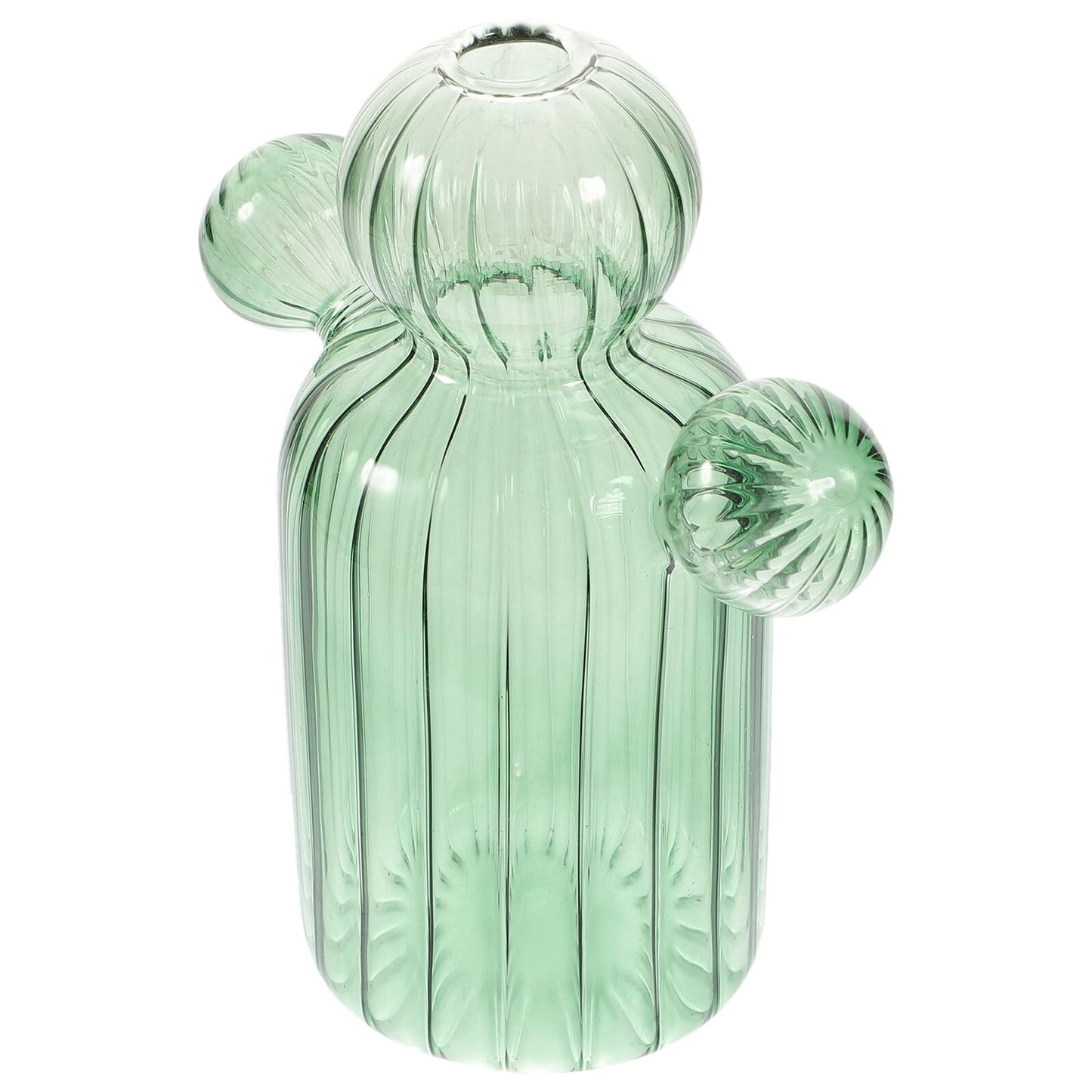 SOESFOUFU Glass Cactus Terrarium Vase Narrow Neck Hydroponic Plant Pot Decorative Glass Flower Vase for Home Table Centerpiece Green