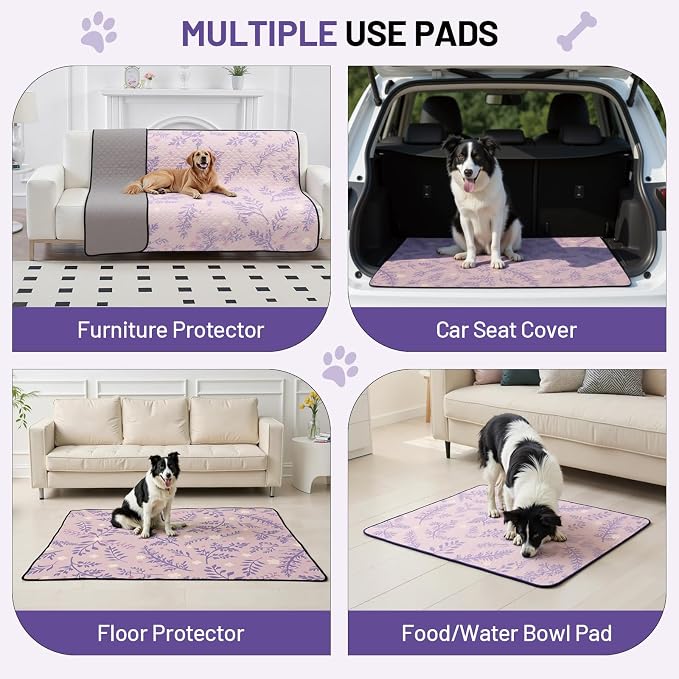Washable Dog Pee Pads - Absorbent Reusable Puppy Training Pads, Waterproof Leak - Proof & Non - Slip for Crate Whelping Potty Training 24x48 (Pack of 2)