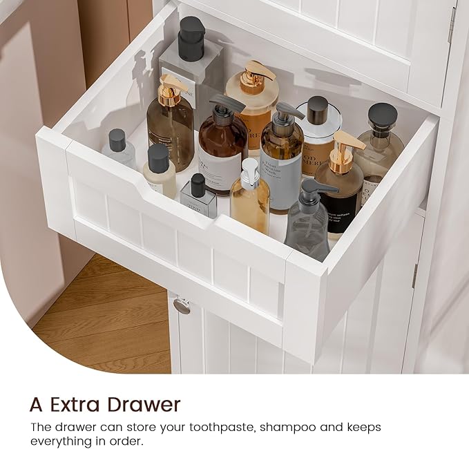 Iwell 67" Tall Bathroom Cabinet, Storage Cabinet