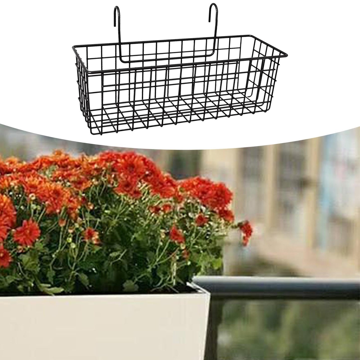 Whtkoph Hanging Planter Basket, Balcony Flower Pot Holder Organizer Porch Deck Plant Pot
