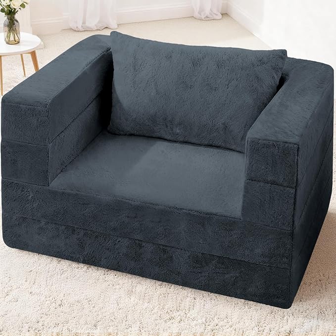 Futon Sofa Bed with Pillow, 3-in-1 Sleeper Sofa Bed with Removable Cover