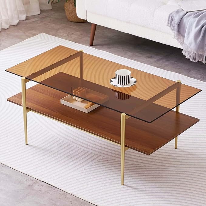 LumFurn Rectangle Coffee Table, Mid-Century Modern Design, L41 W21 x H17