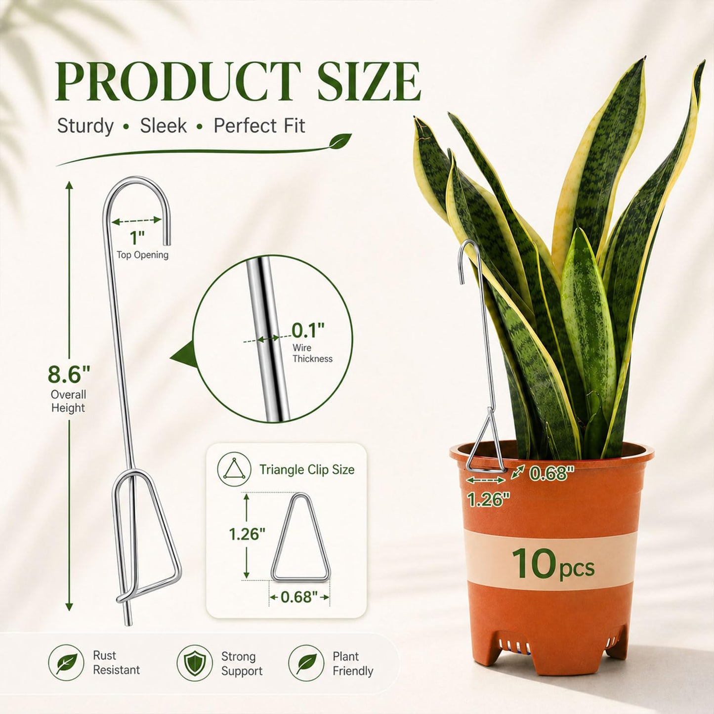 Blulu 10 Pcs 7.6 Inch Orchid Hanger Clip on Pot Hanger for Orchids Metal Wall Pot Hooks for Indoor and Outdoor Vertical Garden Plants