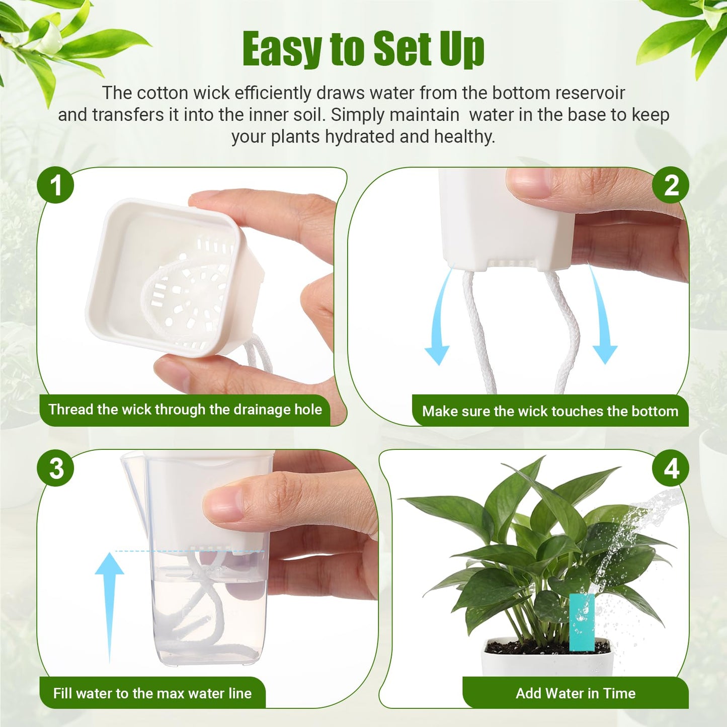 RimCereal 30 Pack 2" Small Self Watering Pots for Indoor Plants Clear Mini Self Watering Plant Pot with Water Level, Drainage Holes 30 Plastic Label 3 Planting Tools, Rope for Propagation Succulents
