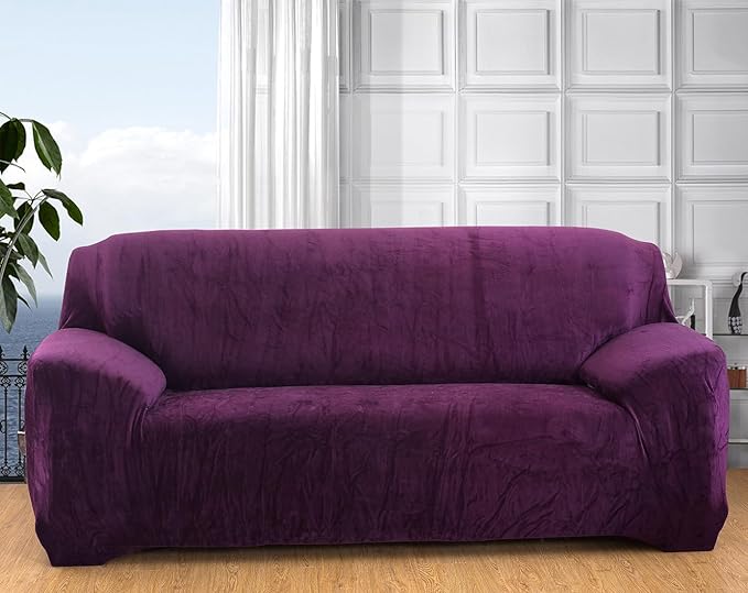 vctops 1-Piece Velvet Plush Stretch Loveseat Sofa Slipcover