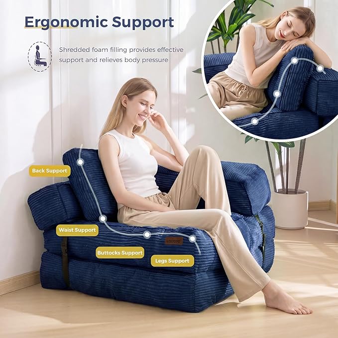MAXYOYO Folding Sofa Bed, L-Shaped Convertible Sofa Bed