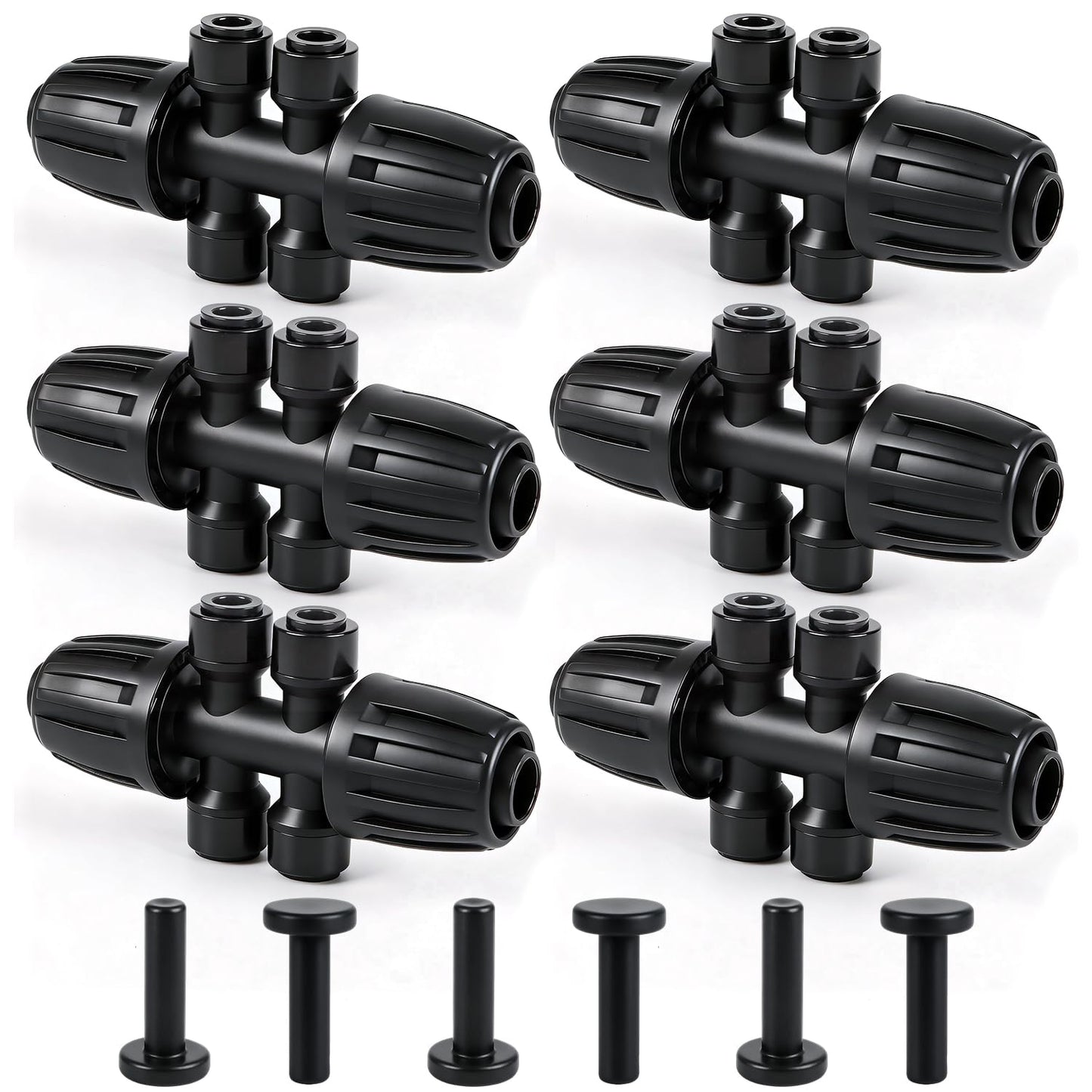 Copadri 6 Pcs Barbed Tee 1/2 Inch To 1/4 Inch Irrigation Tubing Fittings, 1/2 Inch(1/2" ID x 0.65" OD) To 1/4 Inch Quick Connect Irrigation Adapter 16mm Hose Locked T Reducer To 1/4" Water Line