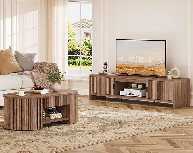 FATORRI TV Stand for 75/65/55 Inch TVs, Farmhouse Entertainment Center