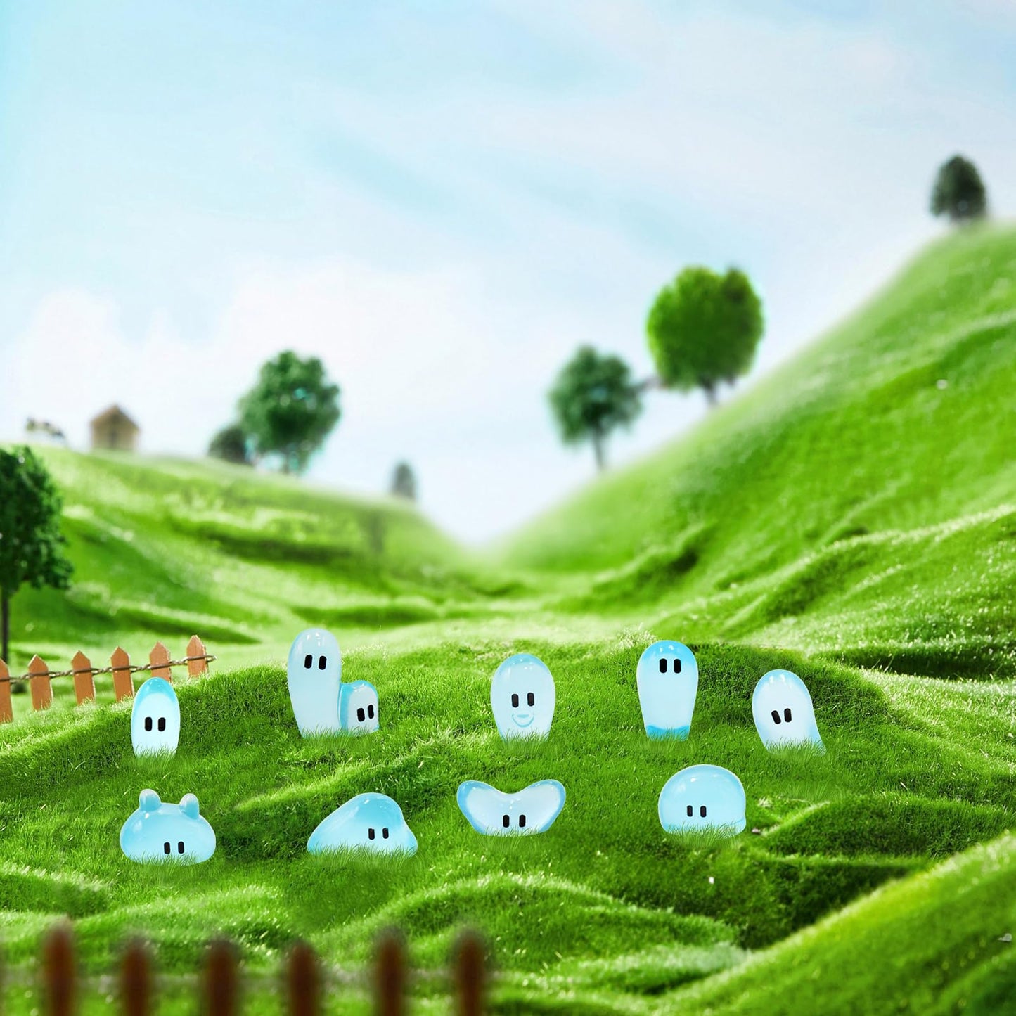 WOZADU 90 PCS Luminous Mini Resin Water Elves Figurines for Dollhouse Decoration Tiny Ghost Resin Miniature Things for Fairy Garden Micro Landscaping Decoration Cake Toppers Decor