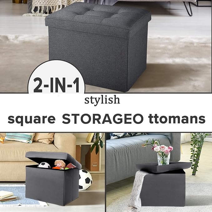 LINMAGCO Small Storage Ottoman Stool Foot Rest Stool Under Desk Stool Short