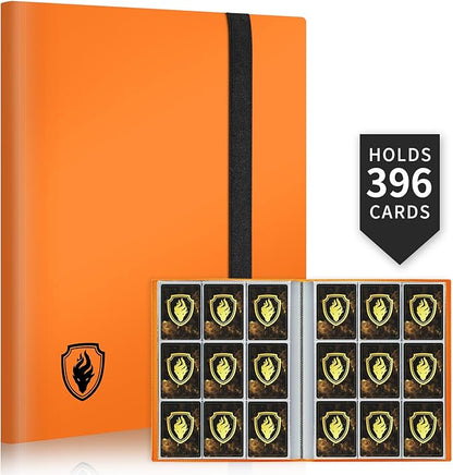 Card Binder 9 Pocket, Fabmaker 396 Pockets Trading Card Binder, Premium Collector Card Album for Standard Cards, Side Loading Card Collection Folder for Game Cards, Sport Cards, Orange