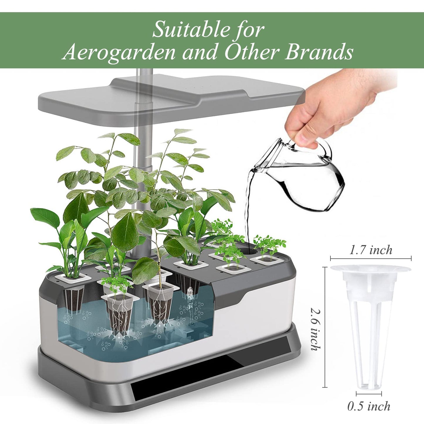 Tigvio 126 Piece Hydroponic Pods Kit: Grow Anything with 30 Grow Sponges, 30 Baskets, 30 Domes, 30 Labels, 4 A&B Plant Food, 1 Tweezer - Compatible with All Hydroponics Brands