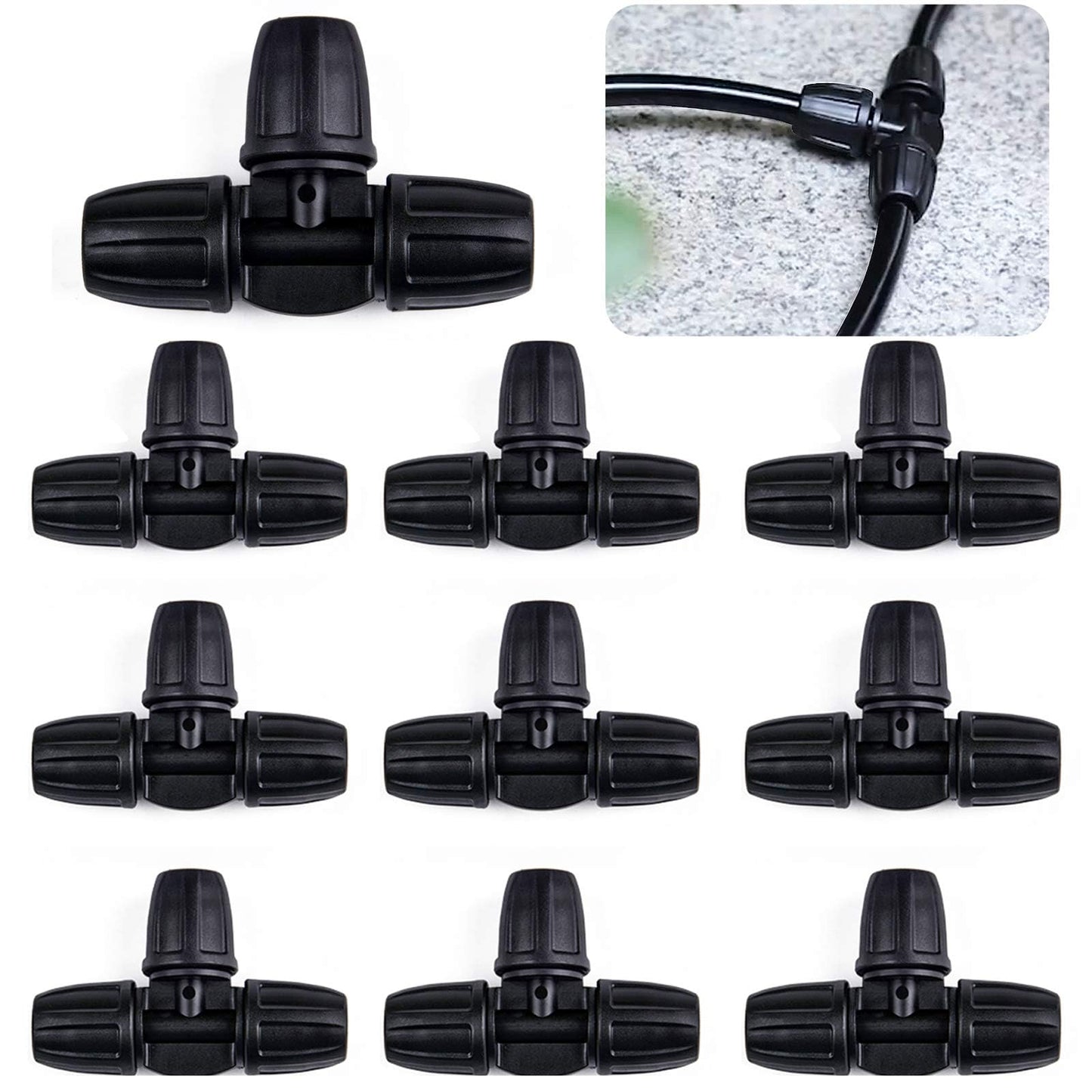 Kalolary Barbed Tee for 5/16 Inch Irrigation Tube, 20PCS Anti-Drop Drip Irrigation Hose Fittings for 8/12mm PE Pipe Micro Spray Lock Drip Irrigation Parts Connectors 3-Way Adapter Watering System