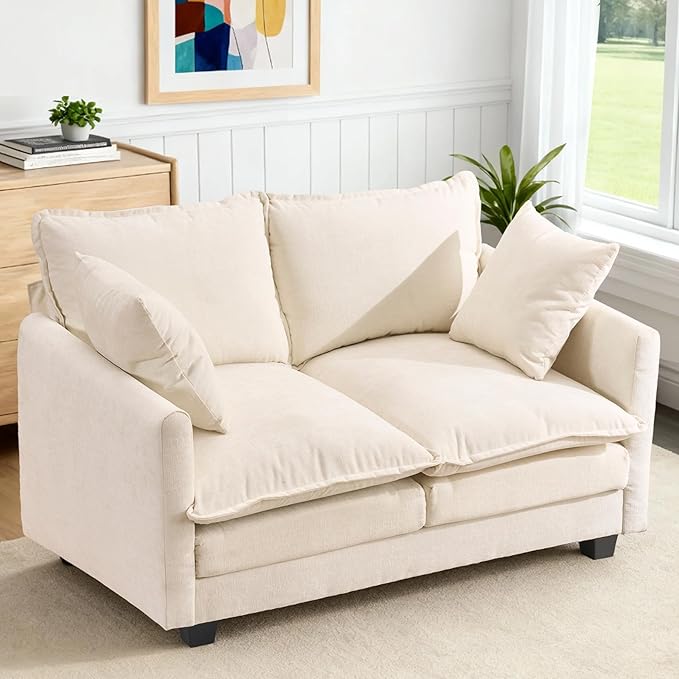 Loveseat Sofa Cloud Sofa Couch 50'', Modern Loveseats 2 Seat Couch 27" Deep Seat