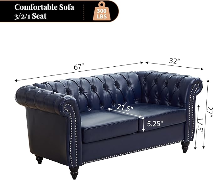 LEVNARY Chesterfield Loveseat, 2 Seater Tufted Couch