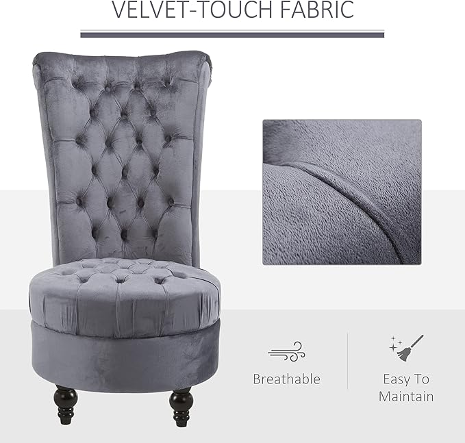 HOMCOM Retro High Back Armless Royal Accent Chair Fabric Upholstered Tufted Seat
