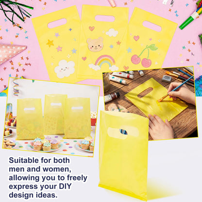 Maitys Yellow 300 Pcs 5"x7" Small Plastic Gift Bags with Handles, Mini Goodie Treat Bag Bulk for Candy, Birthday Graduation Party Favor Merchandise Bags for Small Business