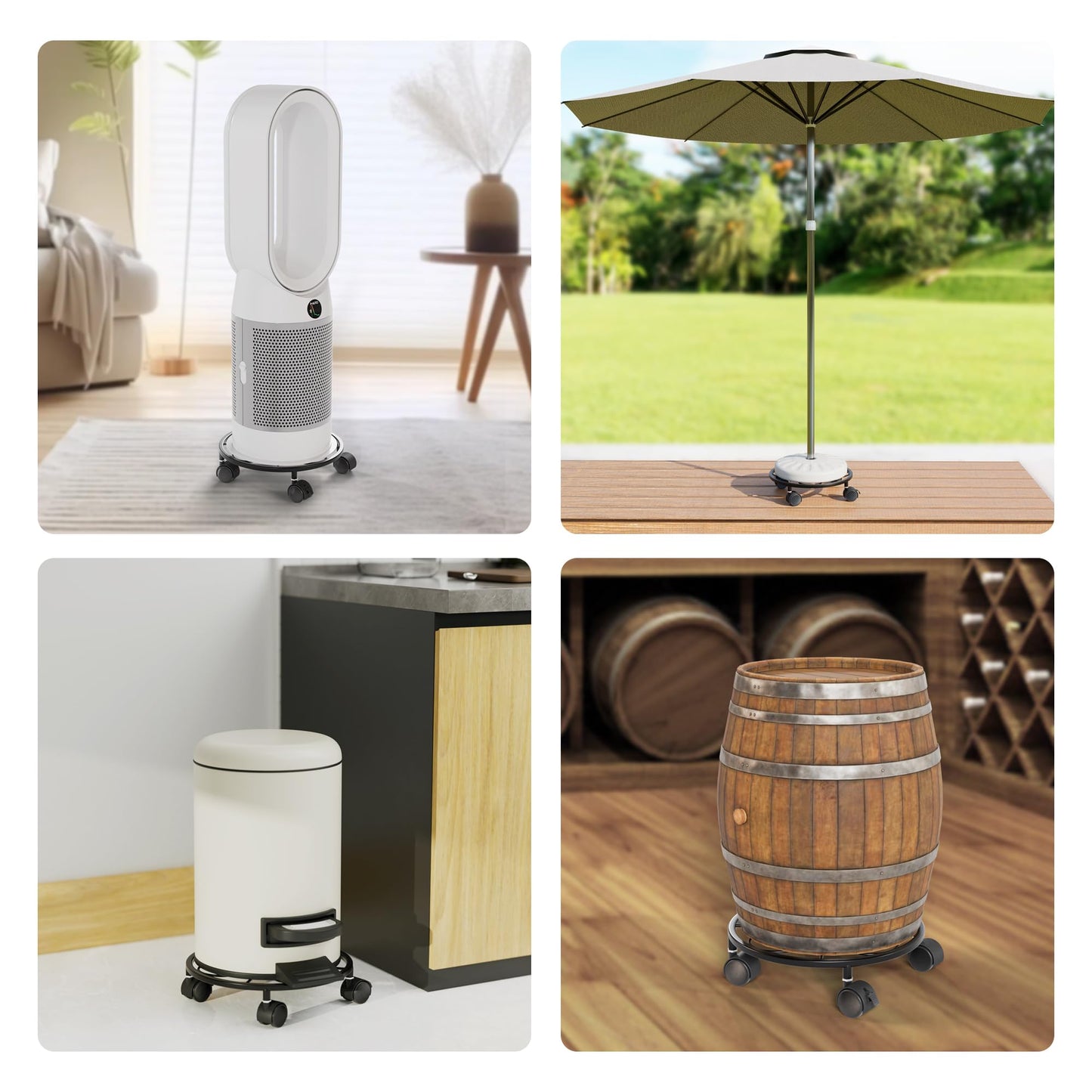 Chinpakden 2 Pack Rolling Plant Stands with Wheels - 10.24" Plant Caddy, 360 °Rotatable and Lockable Plant Rollers, 80LB Weight Capacity, Plant Tray with Casters for Indoor Outdoor Wine Cellar.