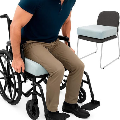 Vive Seat and Chair Cushion - Easy Rise for Elderly for Office, Wheelchair, Desk, Car & Couch - For Computer Use - Foam Sofa Pad With Cover - For Adults/Seniors - Relief for Back, Tailbone or Sciatica