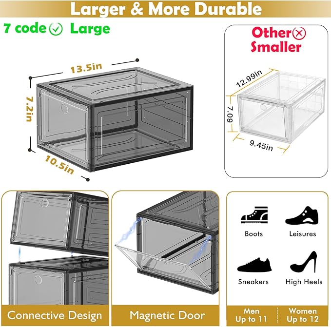 7 code Thicken & Sturdy Clear Shoe Storage Organizer