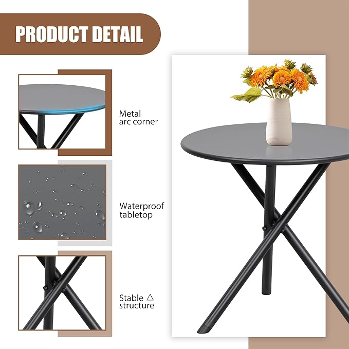 Shintenchi 3 Piece Outdoor Rocking Bistro Set, Textilene Fabric Small Patio