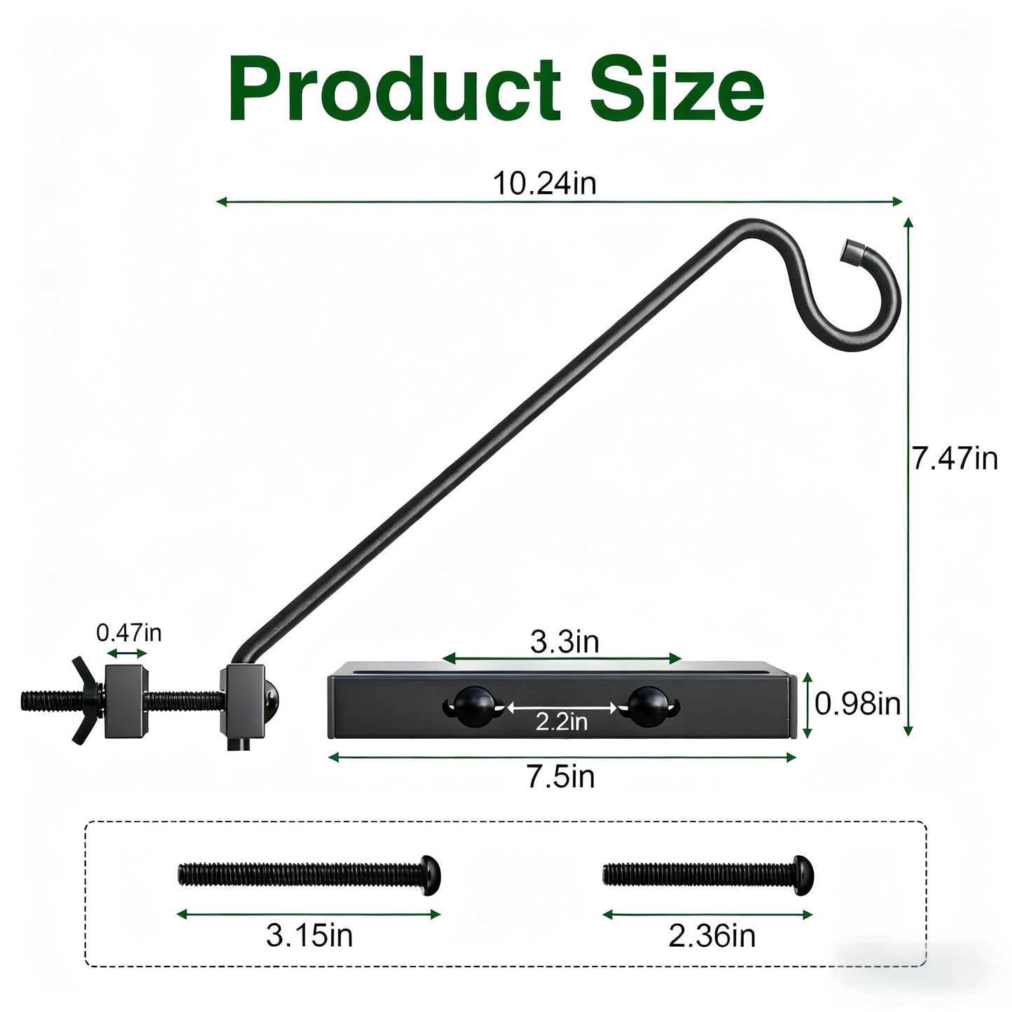 Josmimic 12-Inch 2 Pack Deck Bird Feeder Hanger for Railing, Outdoor Decor Plant Hanger, Balcony Railing Hook - 22LB Capacity - for Hanging Plants, Bird Feeders, Lanterns, Wind Chimes