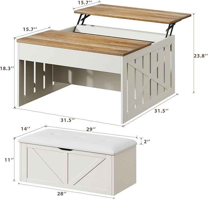 HUAHUU Coffee Table, 31.5 Lift Top Coffee Tables
