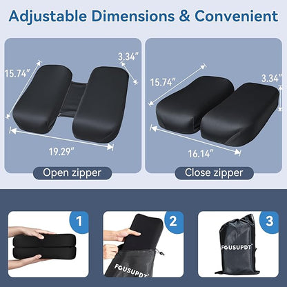 Adjustable Seat Cushion, Memory Foam Office Chair Cushion, Car Seat Cushion, Foldable Travel Cushion for Tailbone Pain, Sciatica Pain Relief, Lifting Cushion for Sitting, Driving, Traveling(Large)