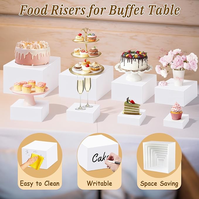 8Pcs Buffet Risers, Large Food Risers