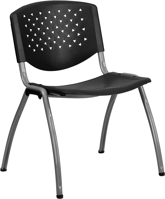 Flash Furniture HERCULES Series 880 lb. Capacity Black Plastic Stack Chair