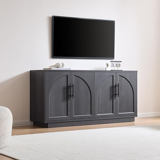 Fatmok 59" Sideboard Buffet Cabinet & TV Stand Set of 2, Modern Arched Credenza